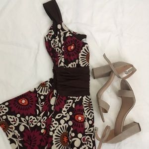 Brown Mod Floral Dress